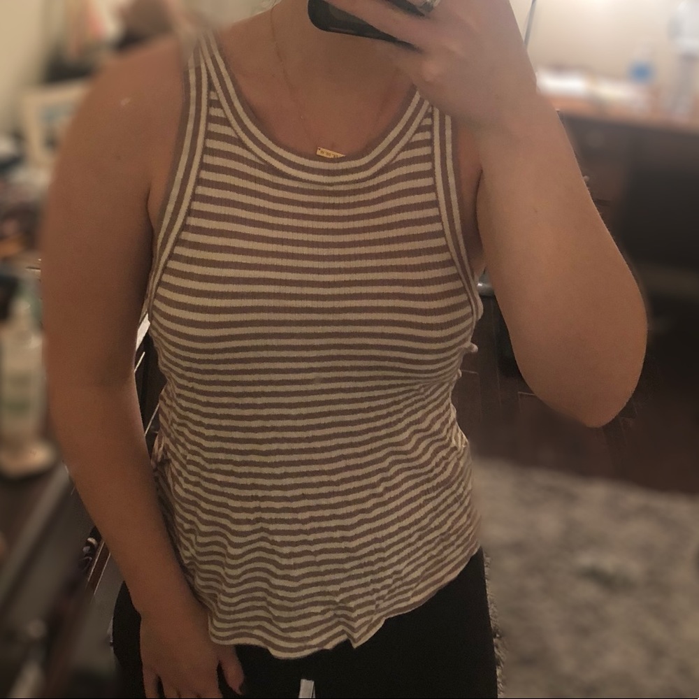Tan and white stripe tank top